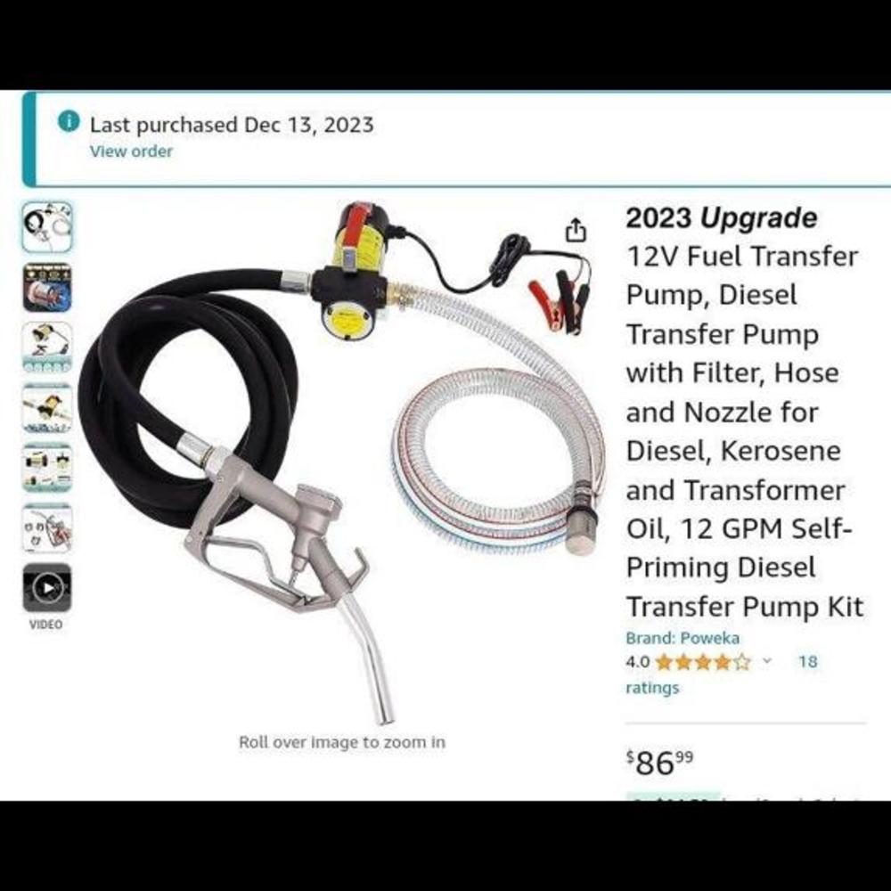 12V Fuel Transfer Pump, Diesel Transfer Pump with Filter, Hose and Nozzle for Di